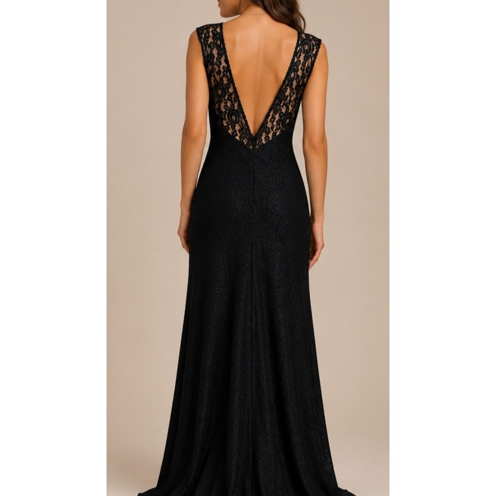 Miusol Black Lace Maxi Dress with Sheer Yoke - Picture 2 of 7